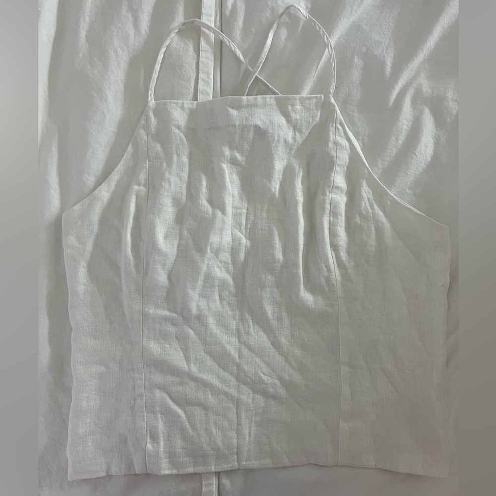 White ruffle halter top with adjustable straps Abercrombie L